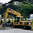 Workers on the Mangawahai harbour boat ramp